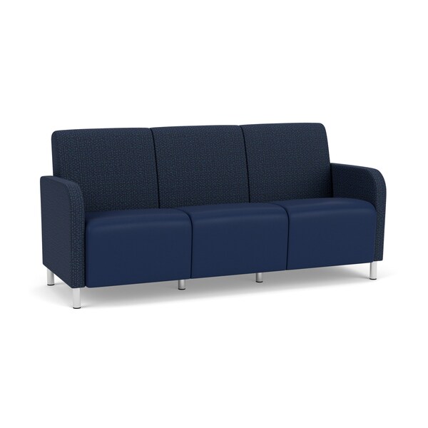Lesro Siena 3 Seat Tandem Seating No Ctr Arms, Bru Steel, RF Blueberry Back, MD Ink Seat, RF Blueberry Panels SN3101 - main